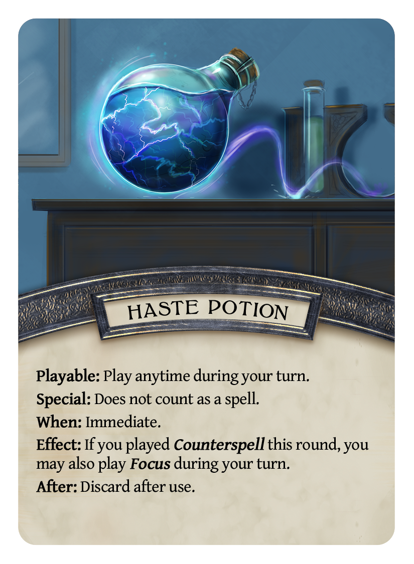Haste potion artwork for fantasy card game about wizards and magic