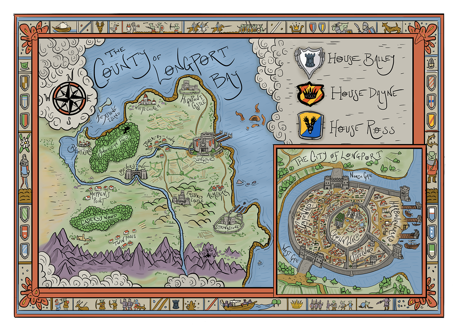 Medieval fantasy map for Legendary Kingdoms by The Noble Artist. Fantasy cartography art