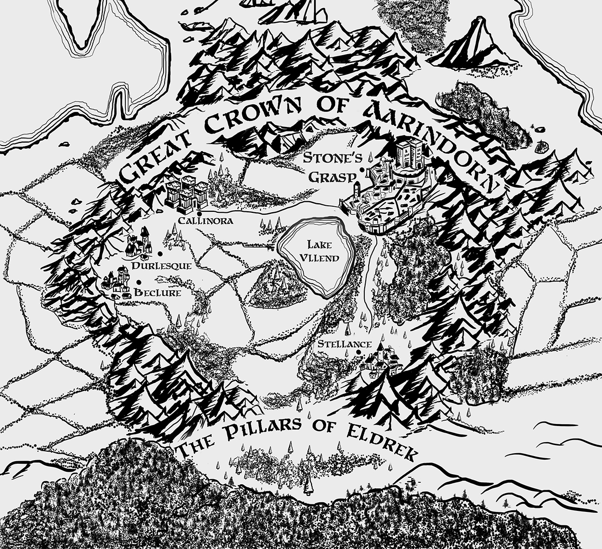 Fantasy map for a book. Commissioned piece by The Noble Artist