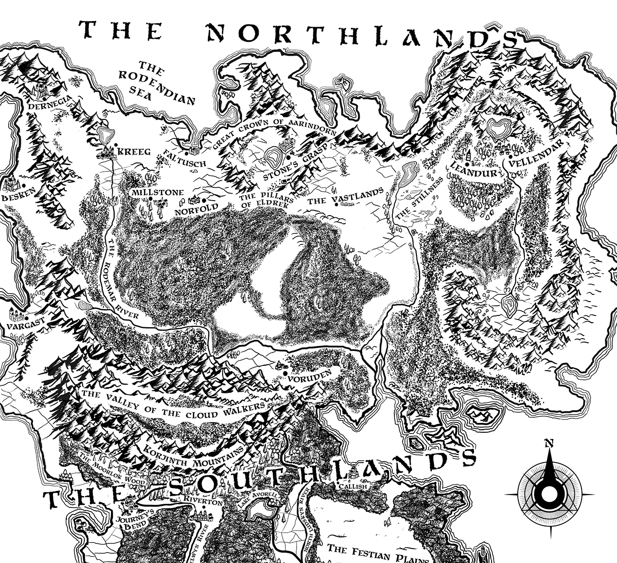The Northlands, a fantasy map for The Rune Fire Cycle