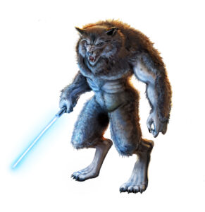 Werewolf with a lightsabre. sci fi character art by the noble artist