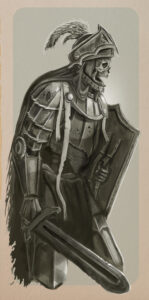 A skeleton knight, undead warrior artwork by the noble artist