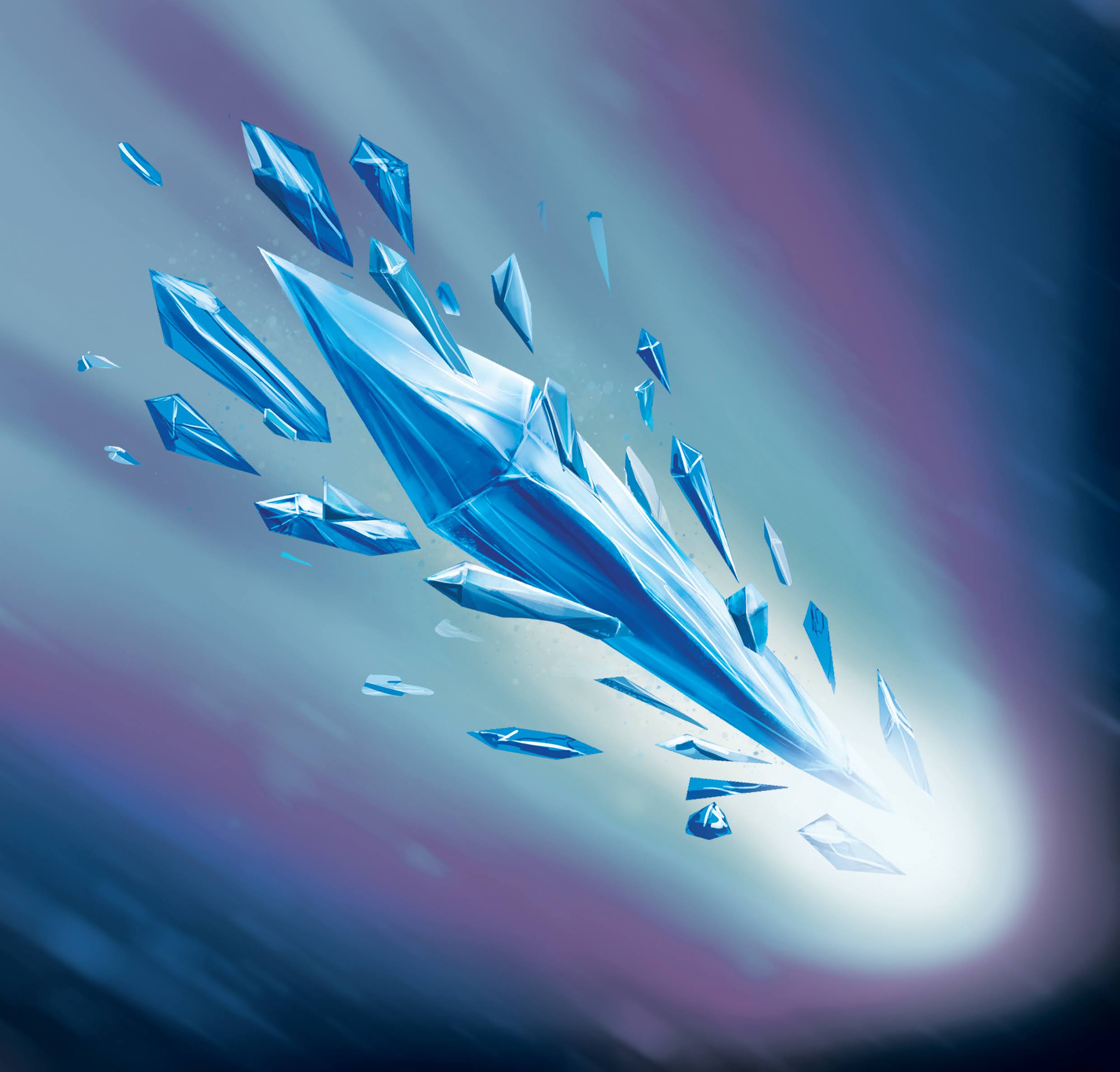 Ice bolt spell for TTRPG, colour art but the noble artist