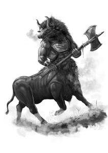 Grondle, minotaur meets centaur fantasy beast by The Noble Artist