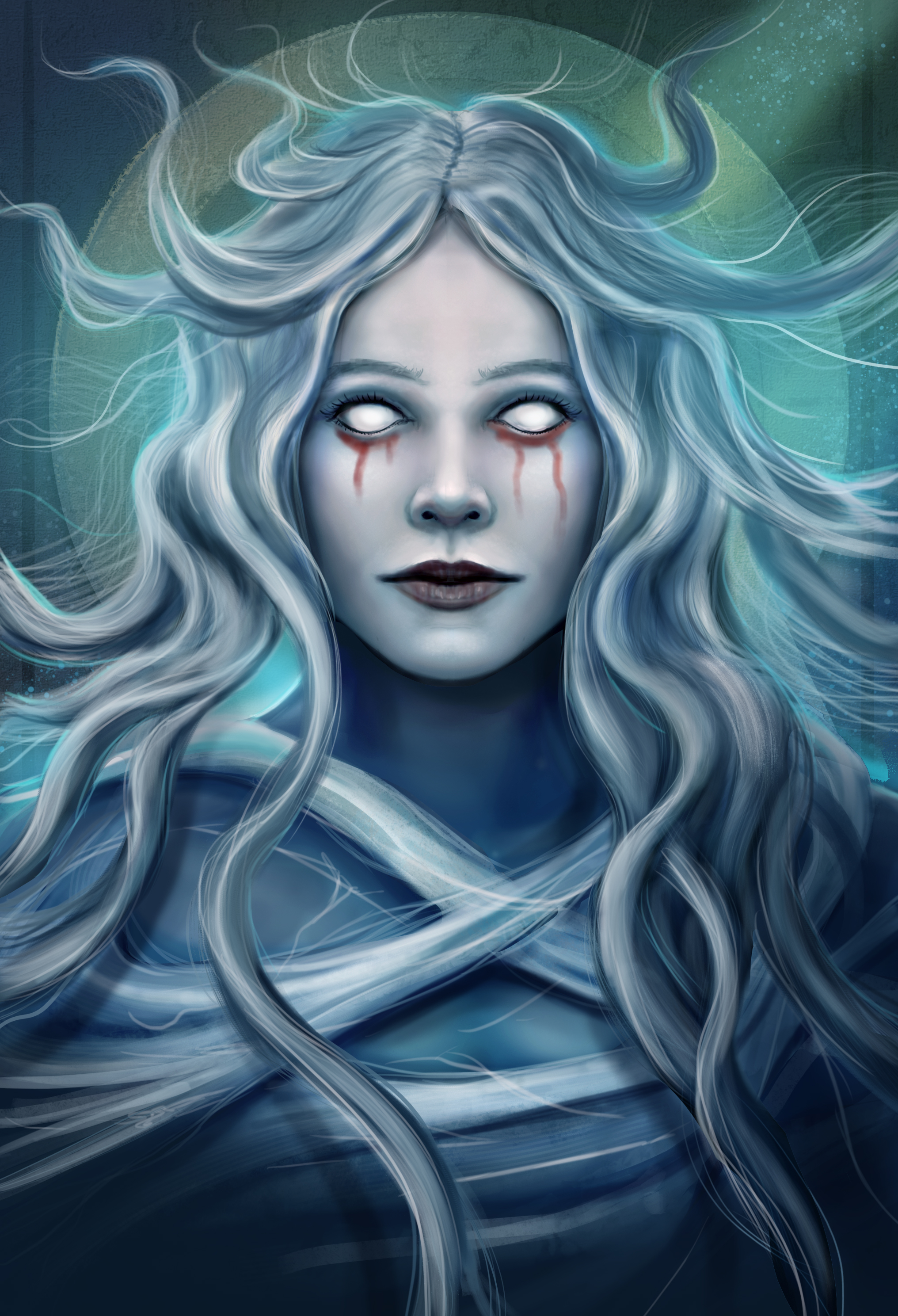 A banshee fantasy illustration for a board game, by The Noble Artist