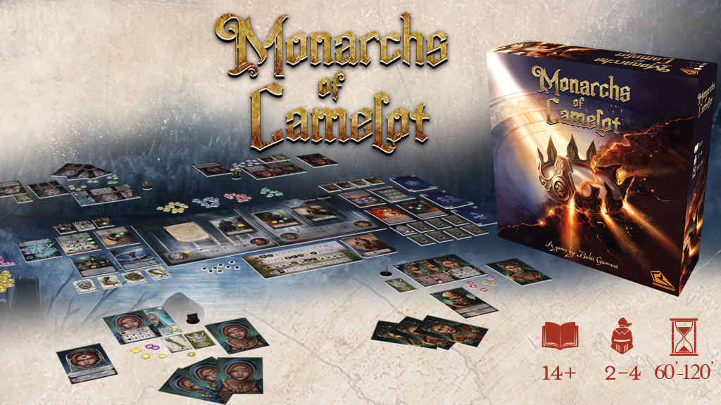 Monarchs of Camelot board game layout. Board game art by The Noble Artist