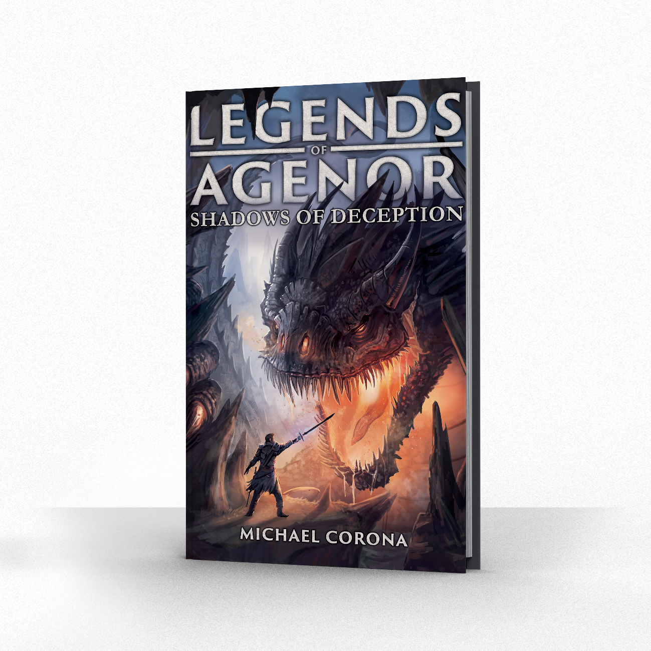 dragon book cover by The Noble Artist, for the title Legends of Agenor, Shadows of Deception by Michael Corona.